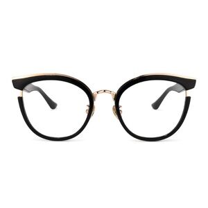 Cat Eye Black Eyeglass Frames with Gold Detailing